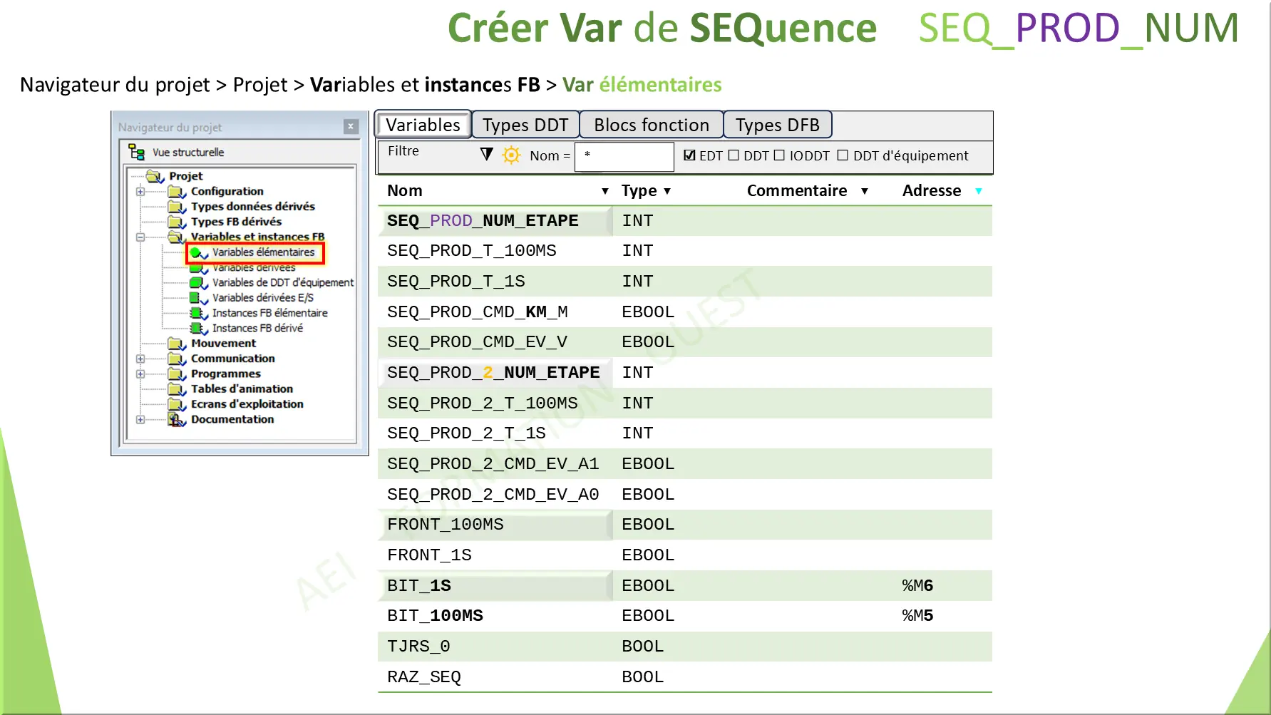 ST Créer Var de SEQuence